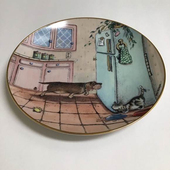 Gary Patterson Dachshund Plate Puppy Dog Got Food? The Danbury Mint Decor Gold - Picture 8 of 13